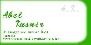 abel kusnir business card